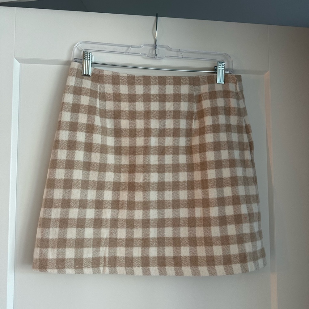 Plaid Tan and Cream Women's Skirt